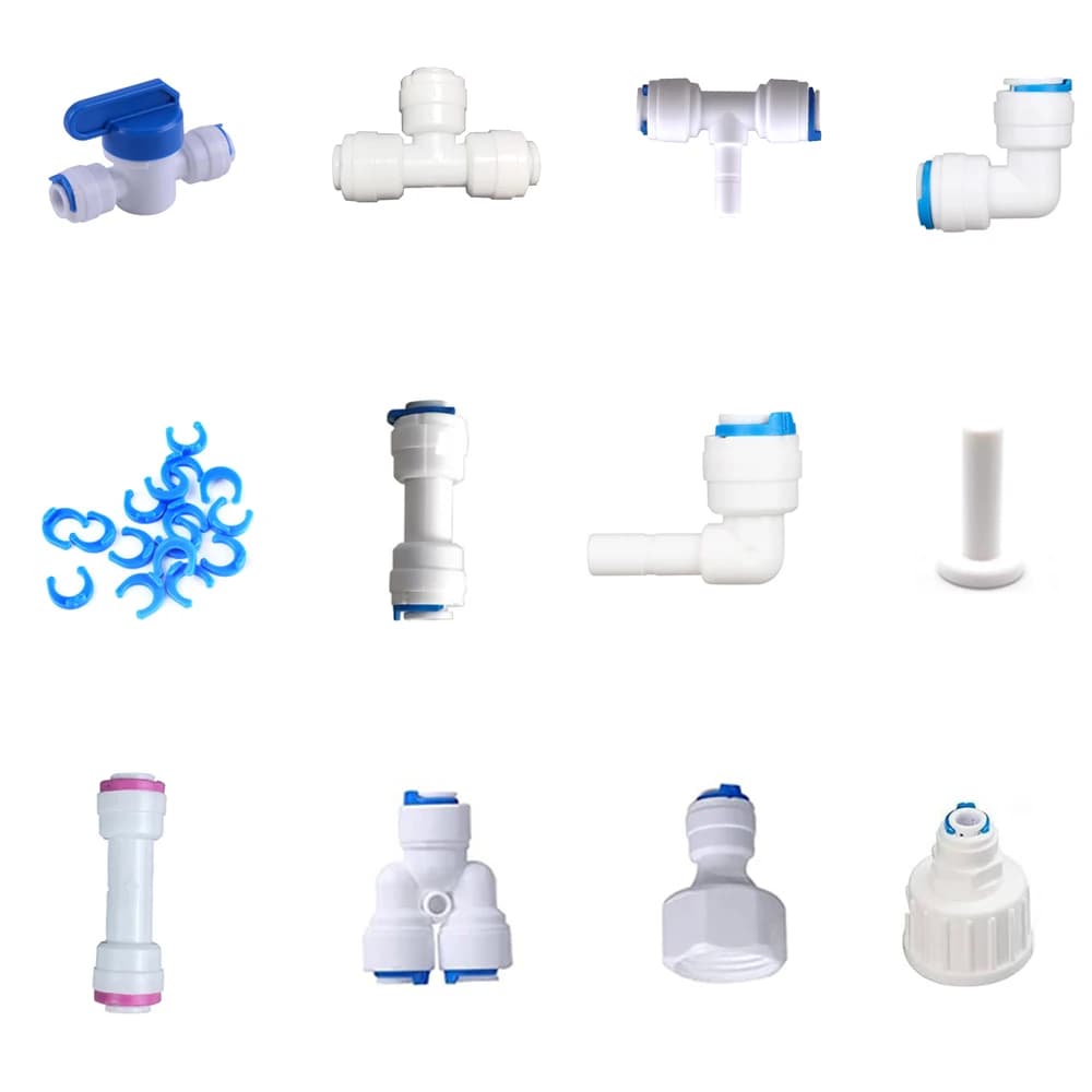 Accessori per depuratori d'acqua Connettore di accoppiamento per tubi in plastica RO da 1/4" per acquario con diametro esterno rapido