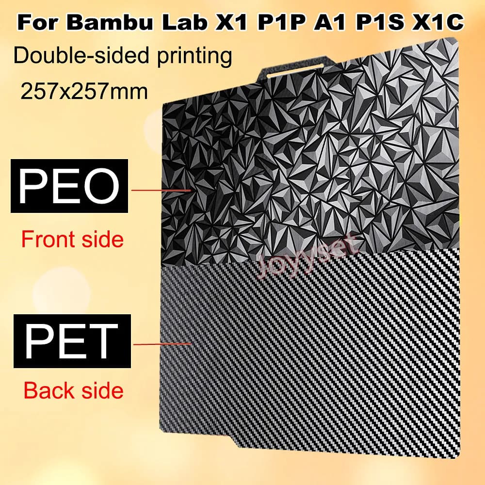 PEO PET for Bambu Lab X1 P1S P1P P2S A1 Construction Plate Double Side 3D Printing Plate Straight Bambulab X1 Carbon P1P