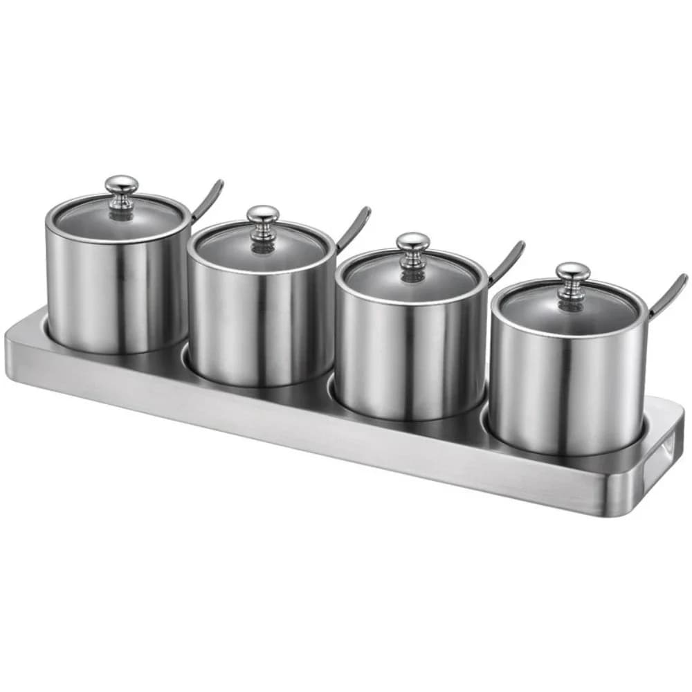 Elegant Stainless Steel Seasoning Pot Set Dustproof Spice Container For Home Cooking Use