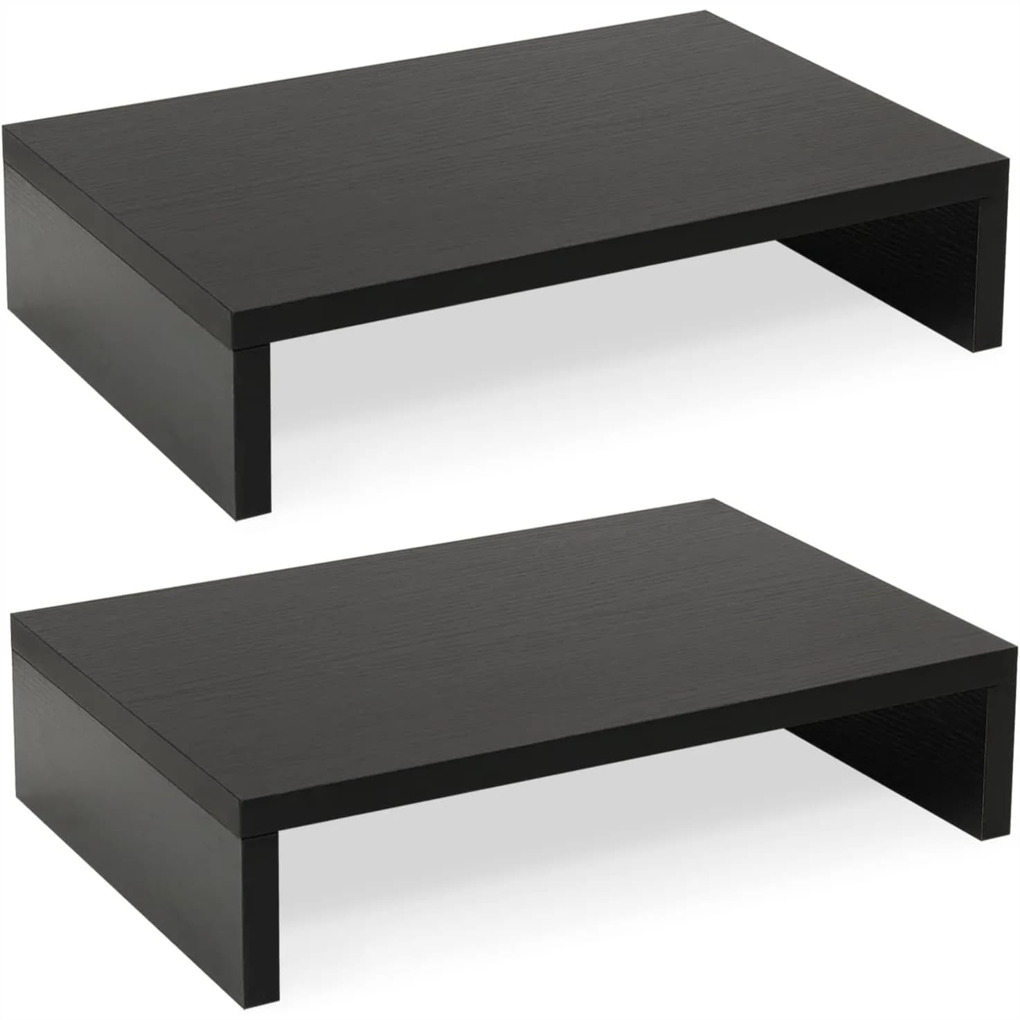 Supporto per Monitor in Legno, Confezione da 2, Supporto per Due Monitor a 2 Livelli Regolabile per Scrivania, Rialzo Ergonomico per Computer