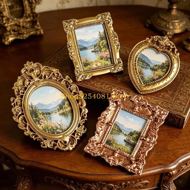 AXYC Resin Picture Frame Mini Picture Frame Antique Photo Frame Tiny Baroques Ornate Frame for DIY Manicure Jewelry Display