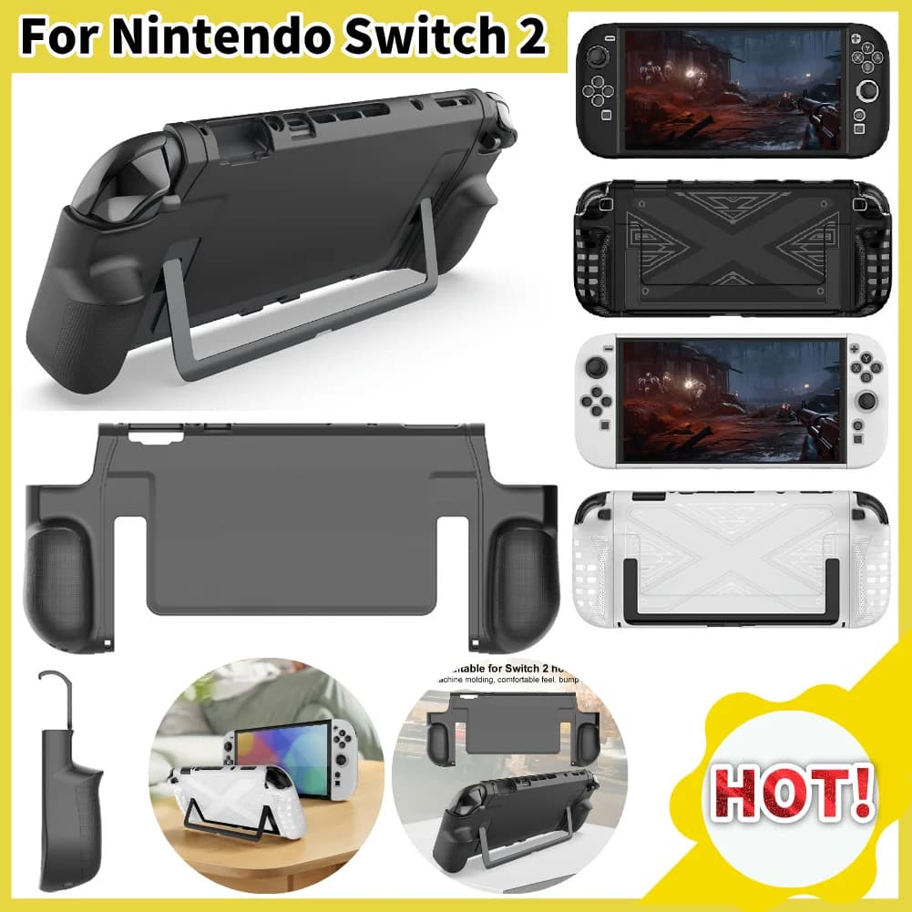 Custodia protettiva in TPU per console da gioco Nintendo Switch 2, antiurto, con impugnatura ergonomica e supporto integrato
