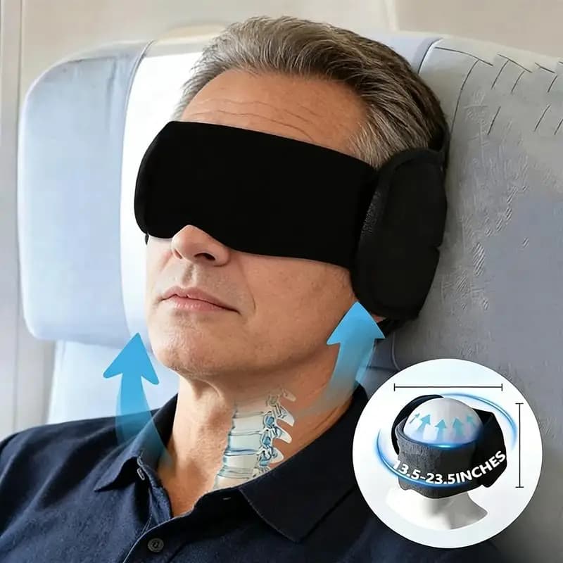 1 Set 3D Contoured Travel Pillow Blackout Sleep Mask Zero Eye Pressure Comfortable for Travel Overnight Stay Office Nap