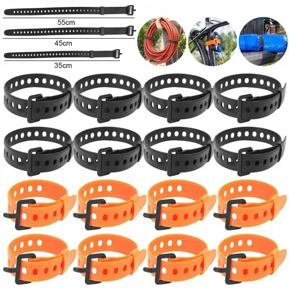 Belt Buckle Rubber Tension Strap Adjustable Quick Release Tool Luggage Bundling Strap 35/45/55cm Silicone Cargo Tie-Down Strap