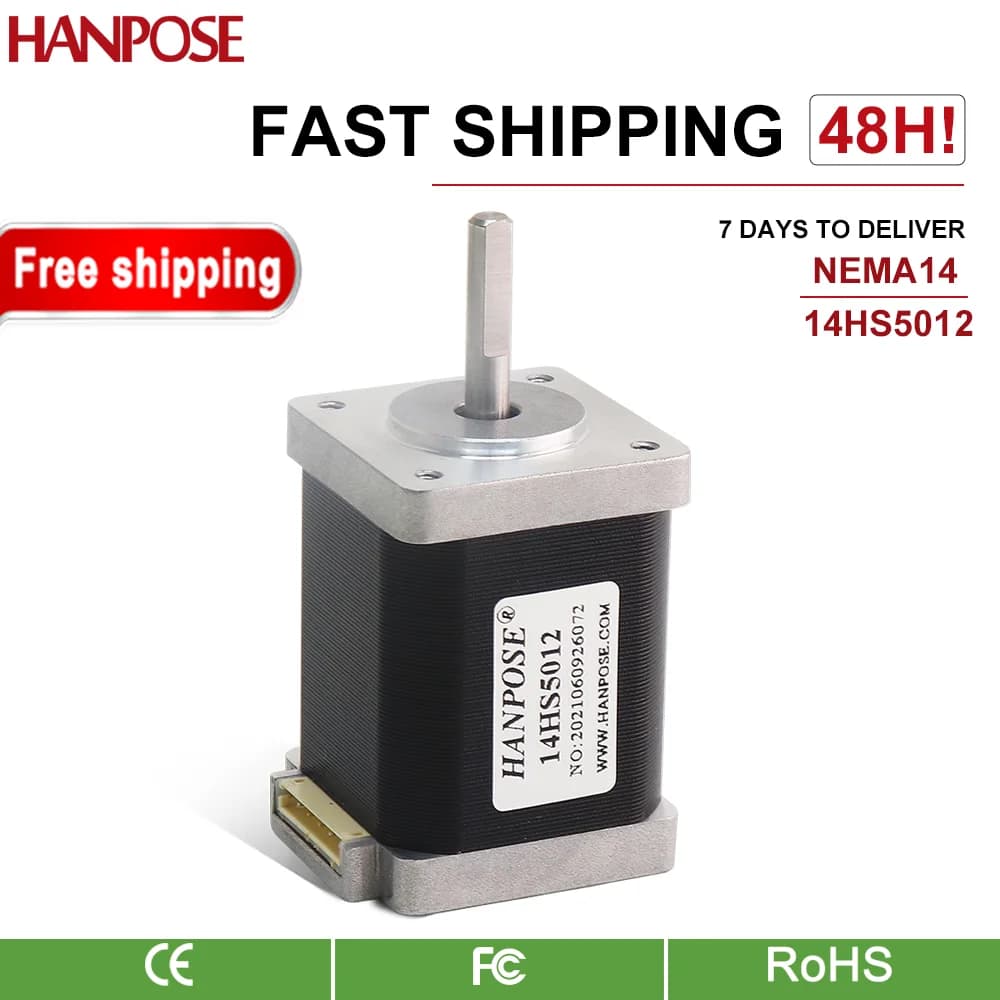 Hanpose Motore a coppia elevata 50MM 1.2A 0.3NM 4 Piombo 14HS5012 Per Accessori per stampante 3D Fresatrice CNC Motore passo-passo Nema14