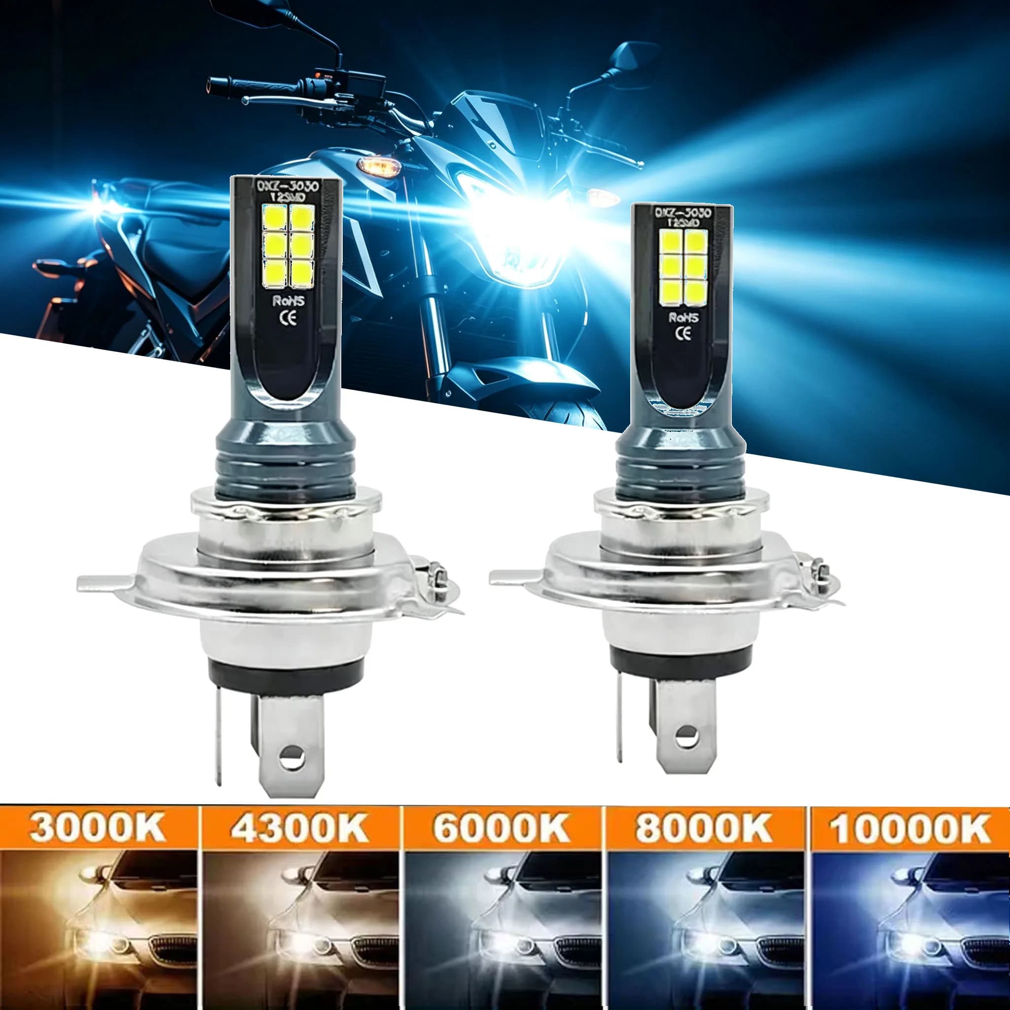 Heyword 1pc H4 Bulbs Hi-Lo Beam Function with Clear Motorcycle Off Line12V 24V Auto car Mini Projector Lens Without Battery