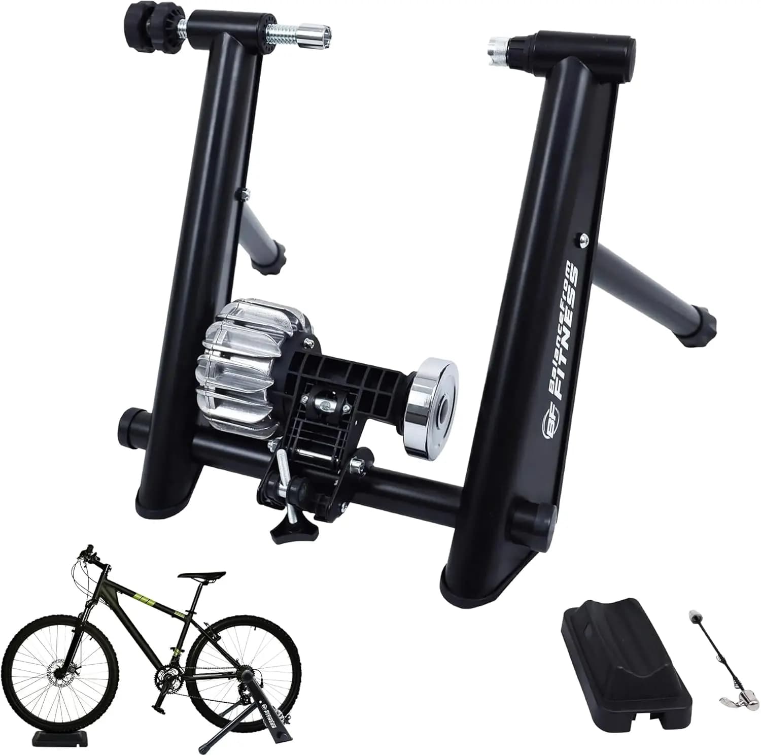 Supporto per cyclette in acciaio con sistema magnetico a fluido, blocco rialzato per ruota anteriore, diverse opzioni