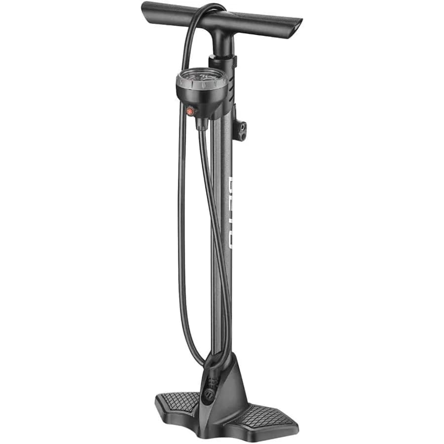Pompa per Bicicletta Portatile - Pompa da Pavimento con Manometro Industriale Montato Superiormente e Pulsante di Sfiato Aria, Tubo in Acciaio 160 Psi Max