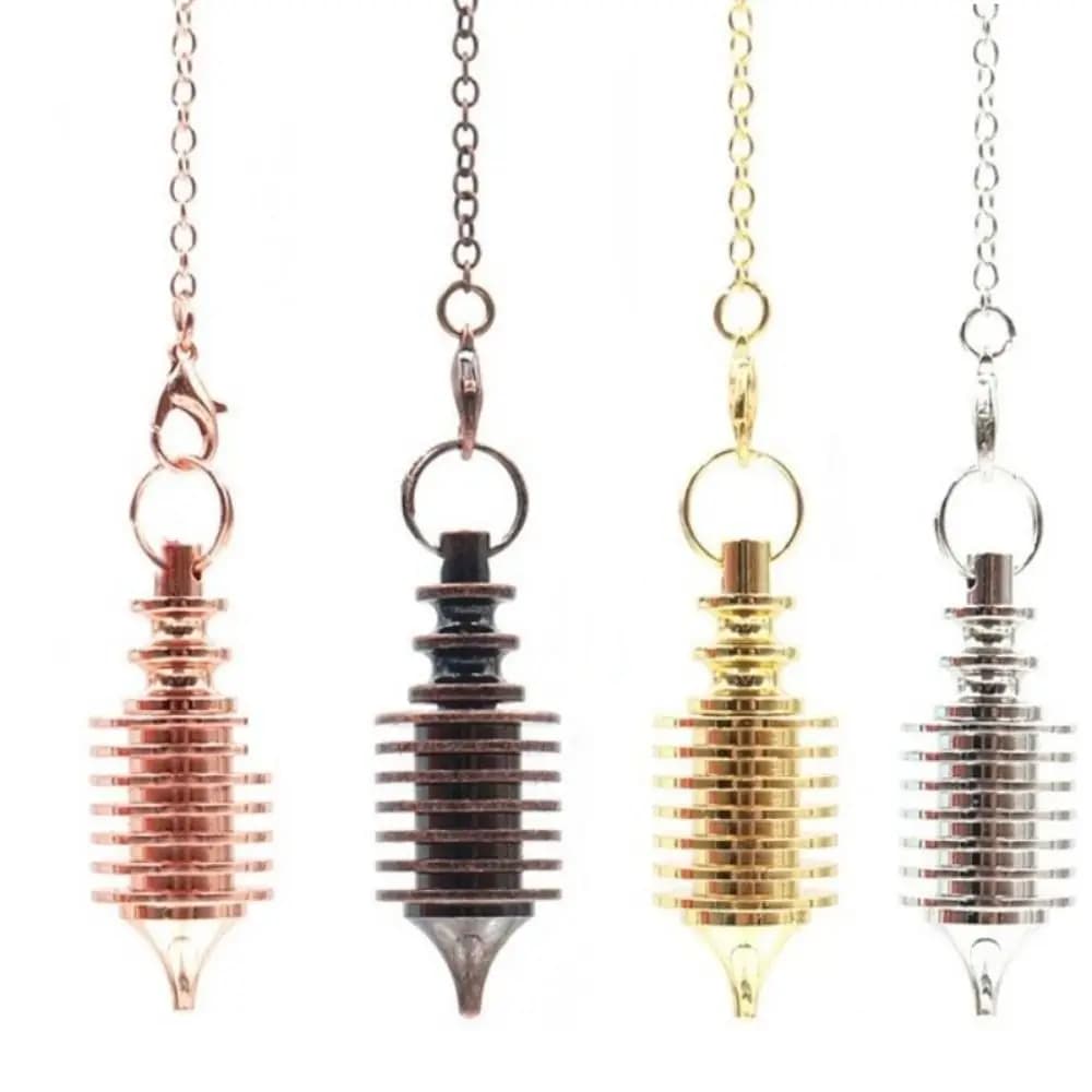 Pendolo in Metallo con Design Apribile, Materiale in Rame, Forma a Spirale, Pendolo per Rabdomanzia, Divinazione e Meditazione