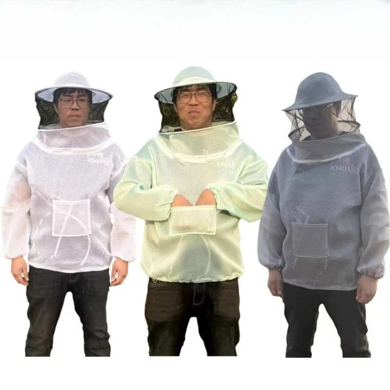Tuta Protettiva Anti-Ape con Cappuccio e Velo, Giacca Traspirante in Rete per Apicoltura, Abbigliamento Protettivo per Apicoltori Contro le Punture delle Api
