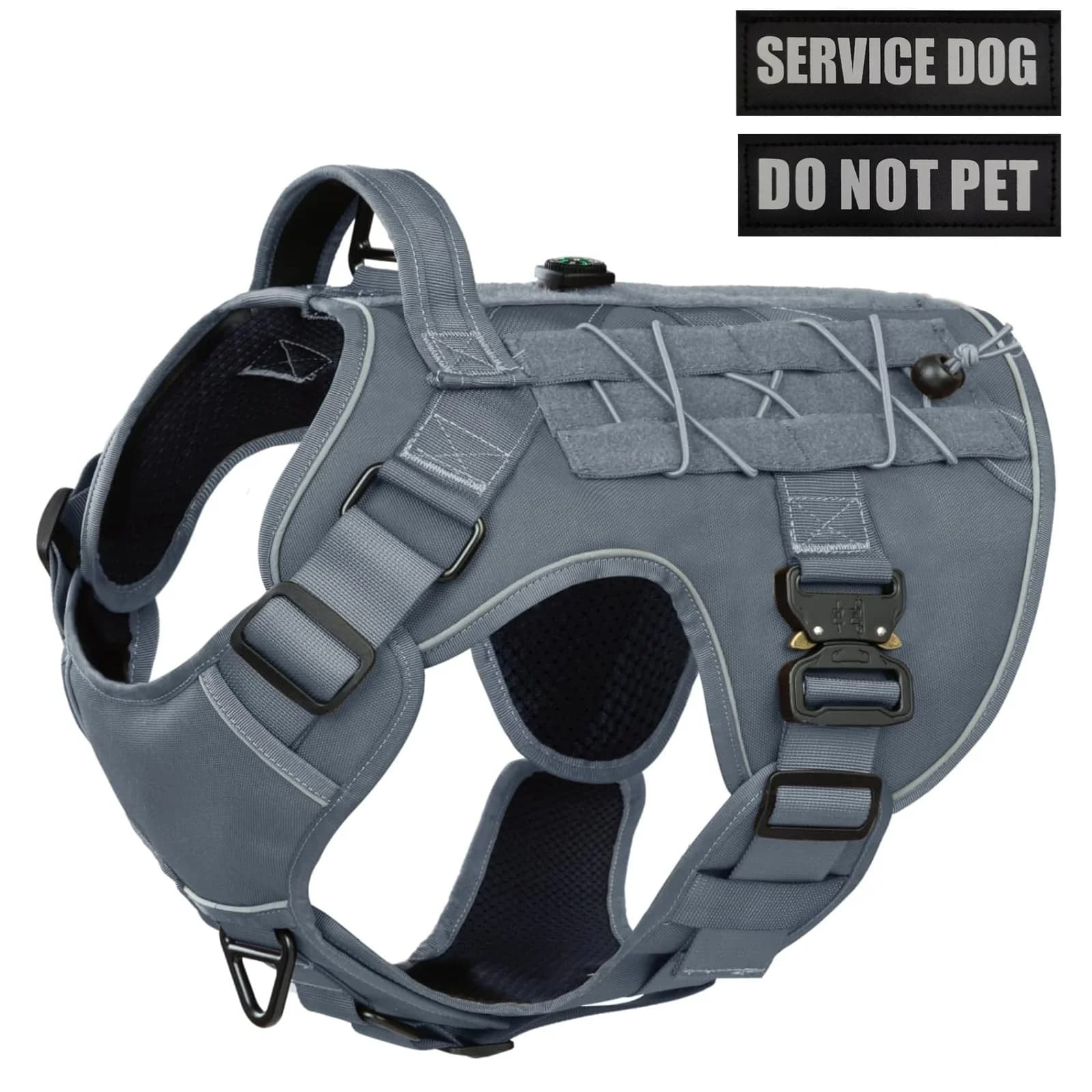 Imbracatura Tattica per Cani, Imbracatura Resistente con Due Fibbie Metalliche e Targhetta 'Non Accarezzare', Imbracatura Militare Riflettente per Cani