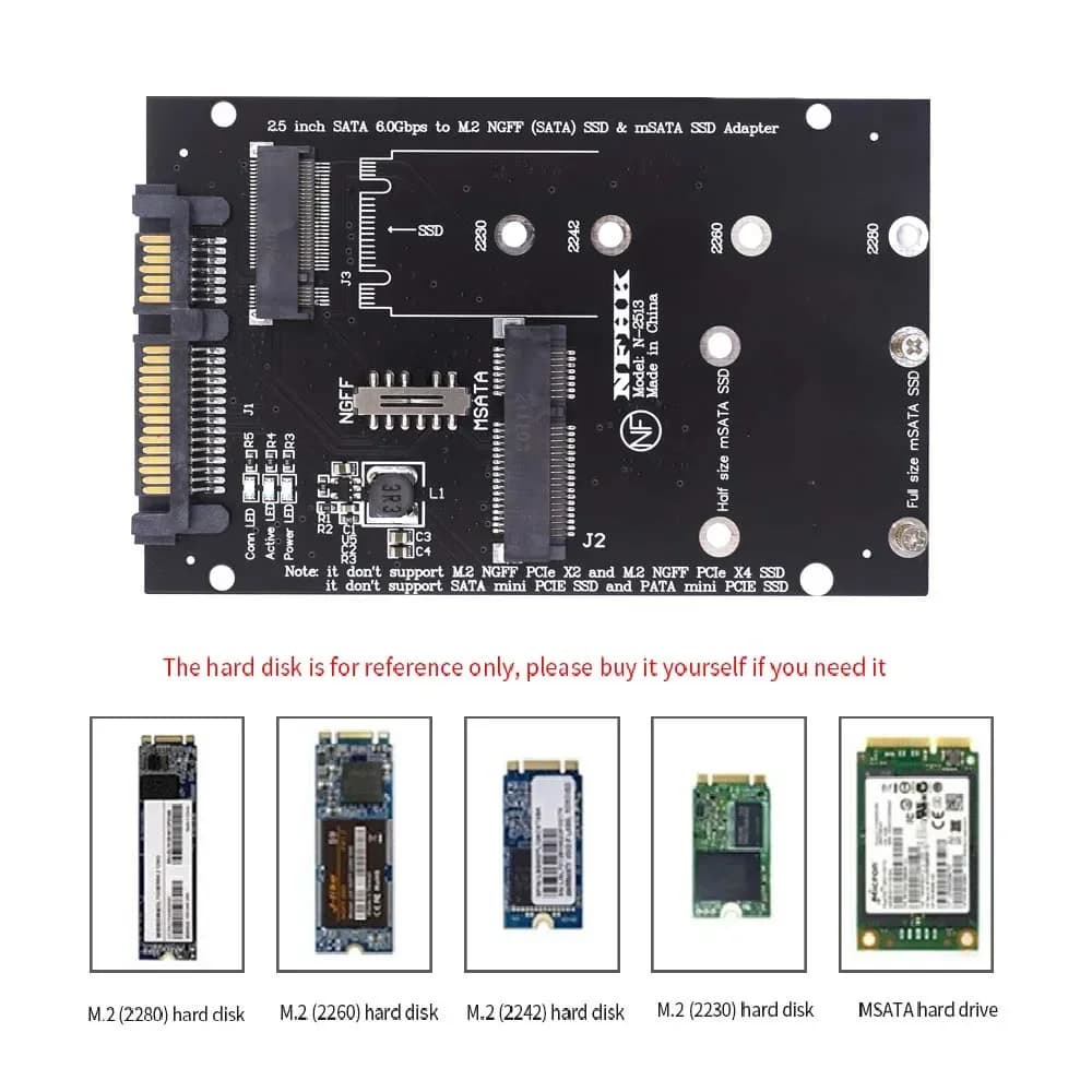 M2 Ngff Msata Ssd a Sata 3 0 2 5 Convertitore adattatore Scheda riser per Pc Laptop Espansione con supporto velocità fino a 6 Gps