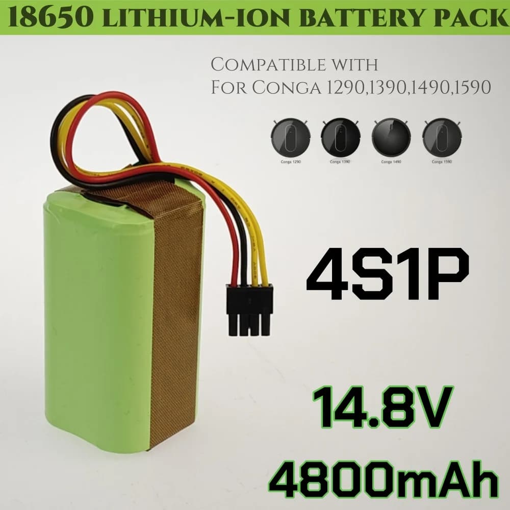 Batteria agli ioni di litio 4S1P 14.8V 4800mAh per Cecotec Conga 1290 1390 1490 1590 Batteria per aspirapolvere robot