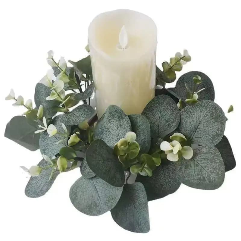 Eucalyptus Garland Christmas candle holder Wedding candle rings Candlestick Artificial plant Fake leaves Centerpiece Christmas decorations