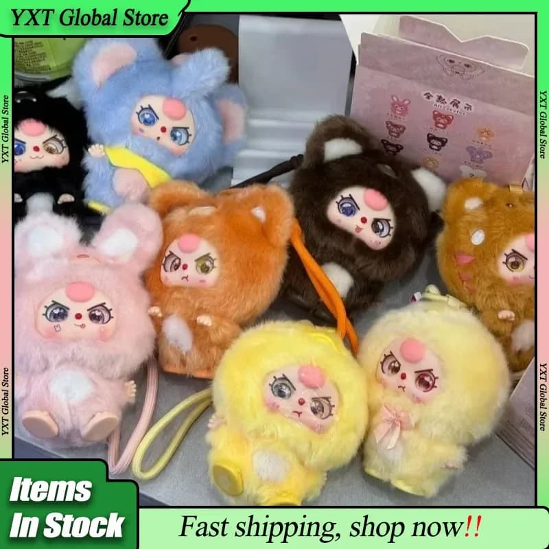 Original Baby Three Mini Hug Series Vinyl Plush Keychain Blind Box Ornament Cute Furry Mystery Box Girl Gift Trendy Play Doll
