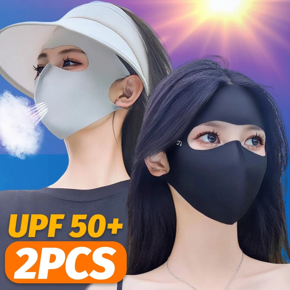Estiva Face Mask with Hyaluronic Acid, UPF 50+ Solar Protection for Moto and Cycling, UV Cover in Ice Silk