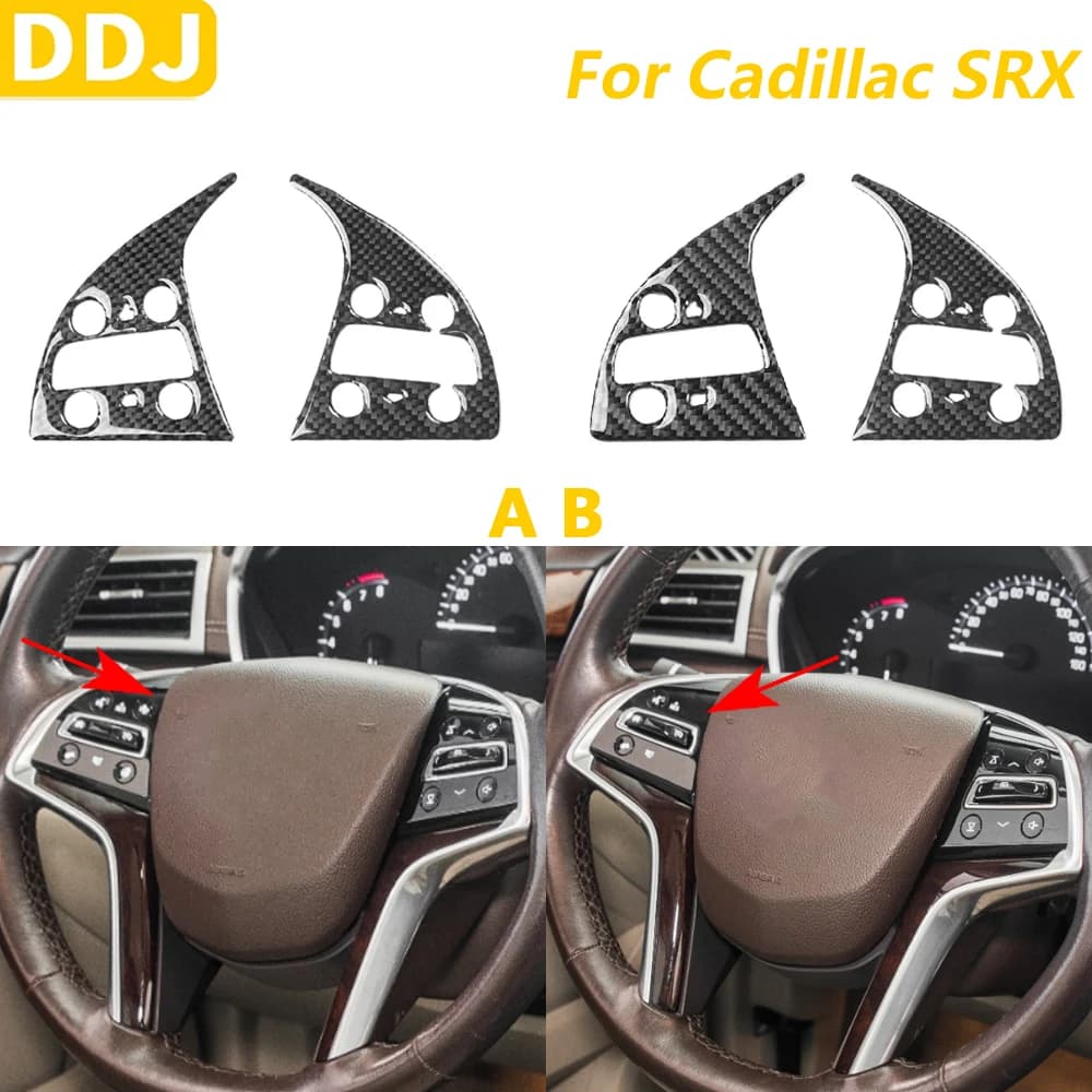 For Cadillac SRX 2013-2016 Carbon Fiber Wheel Button Panel Decorative Cover Car Accessories Interior Decoration Wall decal