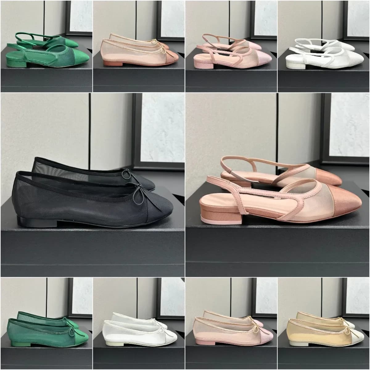 Ballerine a Rete 10A, Scarpe Firmate da Donna, Sandali con Fiocco, Tacchi Slingback, Ballerine Rosa con Tacco Alto, Scarpe da Festa 1058