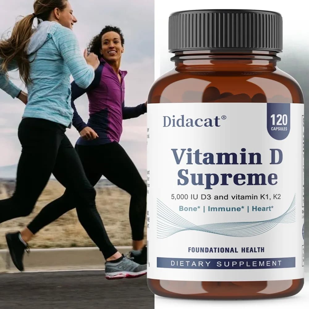 Vitamina D3 Supreme 5000 UI - Integratore VIT K1 + K2 - Supporto per il Sistema Immunitario, Salute delle Ossa, Integratori Alimentari