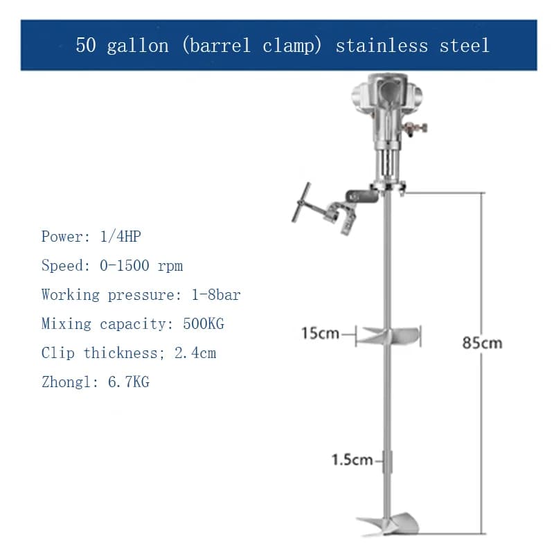 Miscelatore pneumatico da 60 litri, agitatore ad aria, frullatore ad aria, agitatore in lega di alluminio, macchina per miscelazione ad aria, 2800 giri/min, 1/8 HP, attrezzatura per miscelazione da 5 galloni.