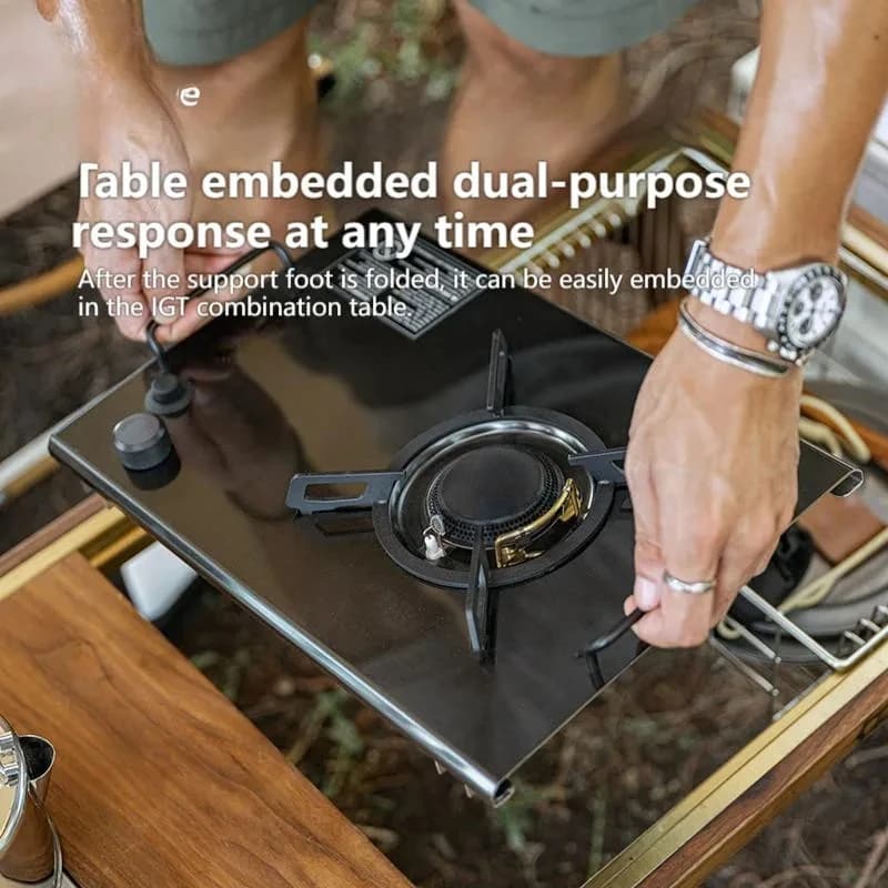 4KW gas cooker High-power heat burner Strong fire stove Outdoor camping oven Stainless steel kitchen table