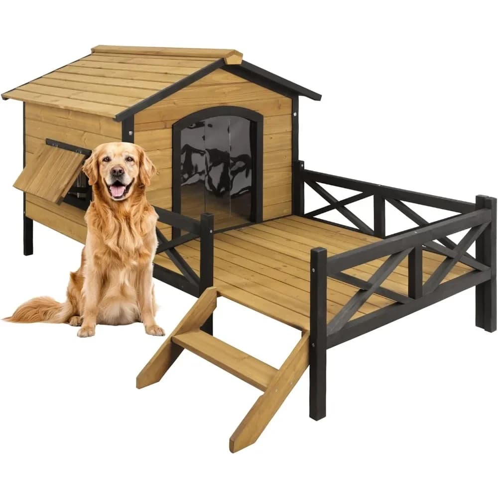 Cuccia per cani di grandi dimensioni da esterno, casetta in legno resistente alle intemperie per cani di taglia piccola e grande.