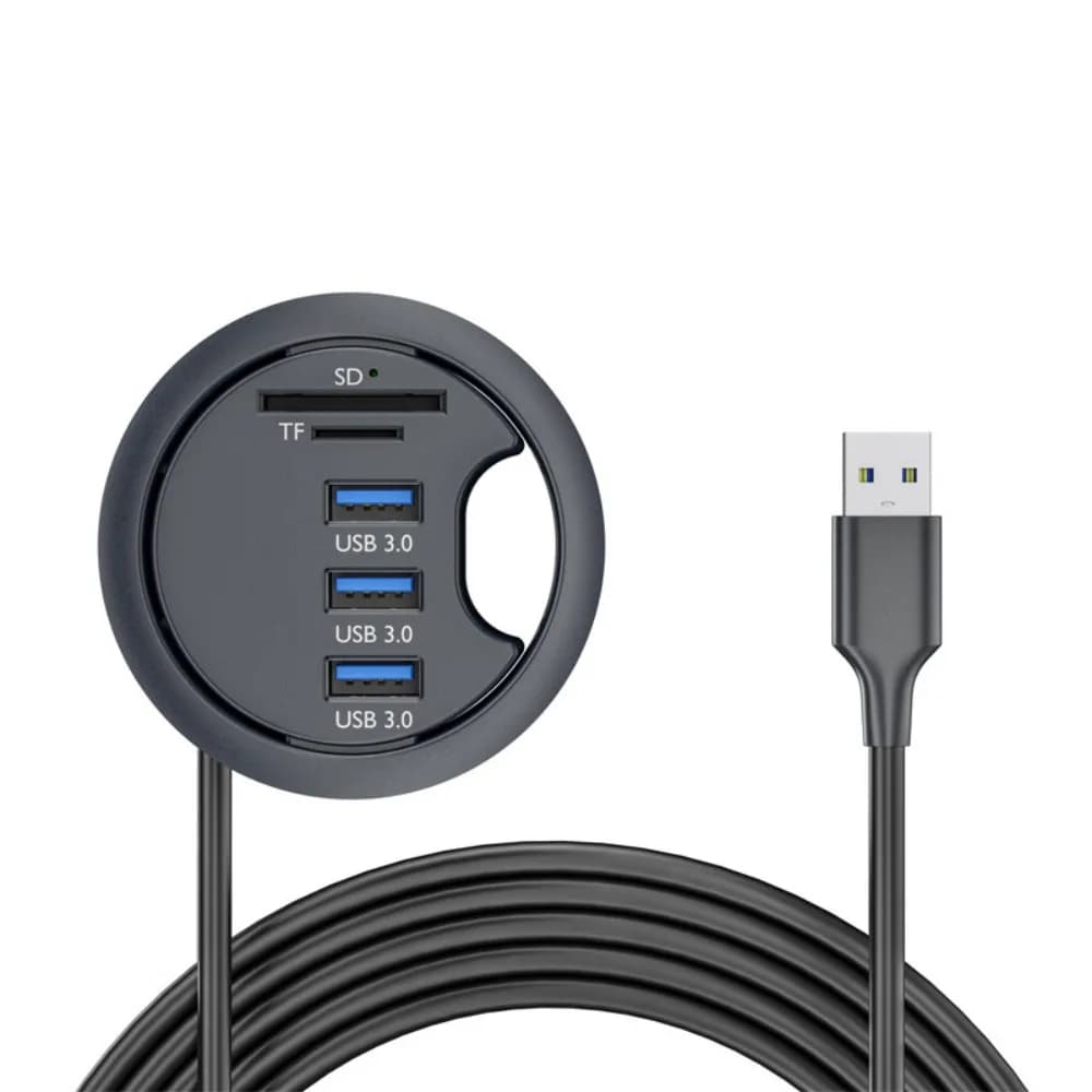 FC&EC USB HUB 3.0 Docking station da tavolo con adattatore multi USB 3.0 Lettore di schede SD/TF Cuffie Splitter USB desktop