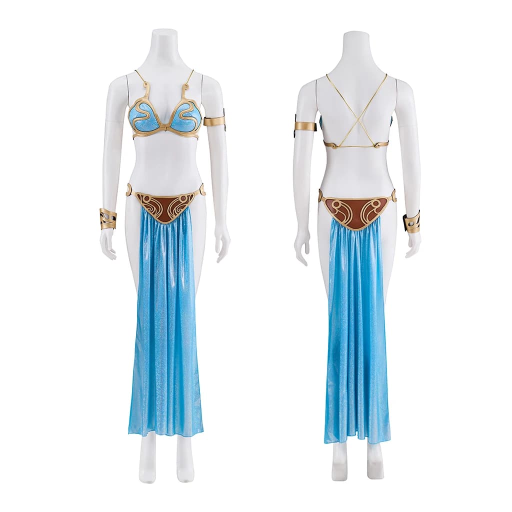 Princess Costume Jasmine Cosplay Sexy bikini costume Gonna bra and accessories Full set Fantasy dance dress in Halloween party mask