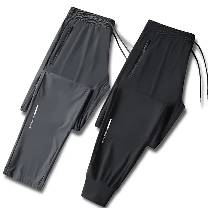 Pantaloni Lunghi in Seta Ghiaccio per Uomo, Estivi, ad Asciugatura Rapida, Gamba Dritta, Elastici, Sportivi, Casual