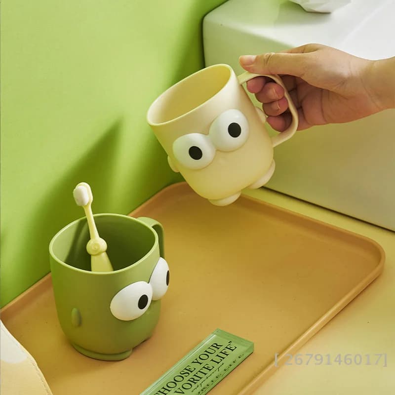 【YY26】Portaspazzolino da denti con simpatico design a cartoni animati, tazza multifunzionale per l'igiene orale, adatta per dormitori studenteschi e set per l'igiene orale domestica