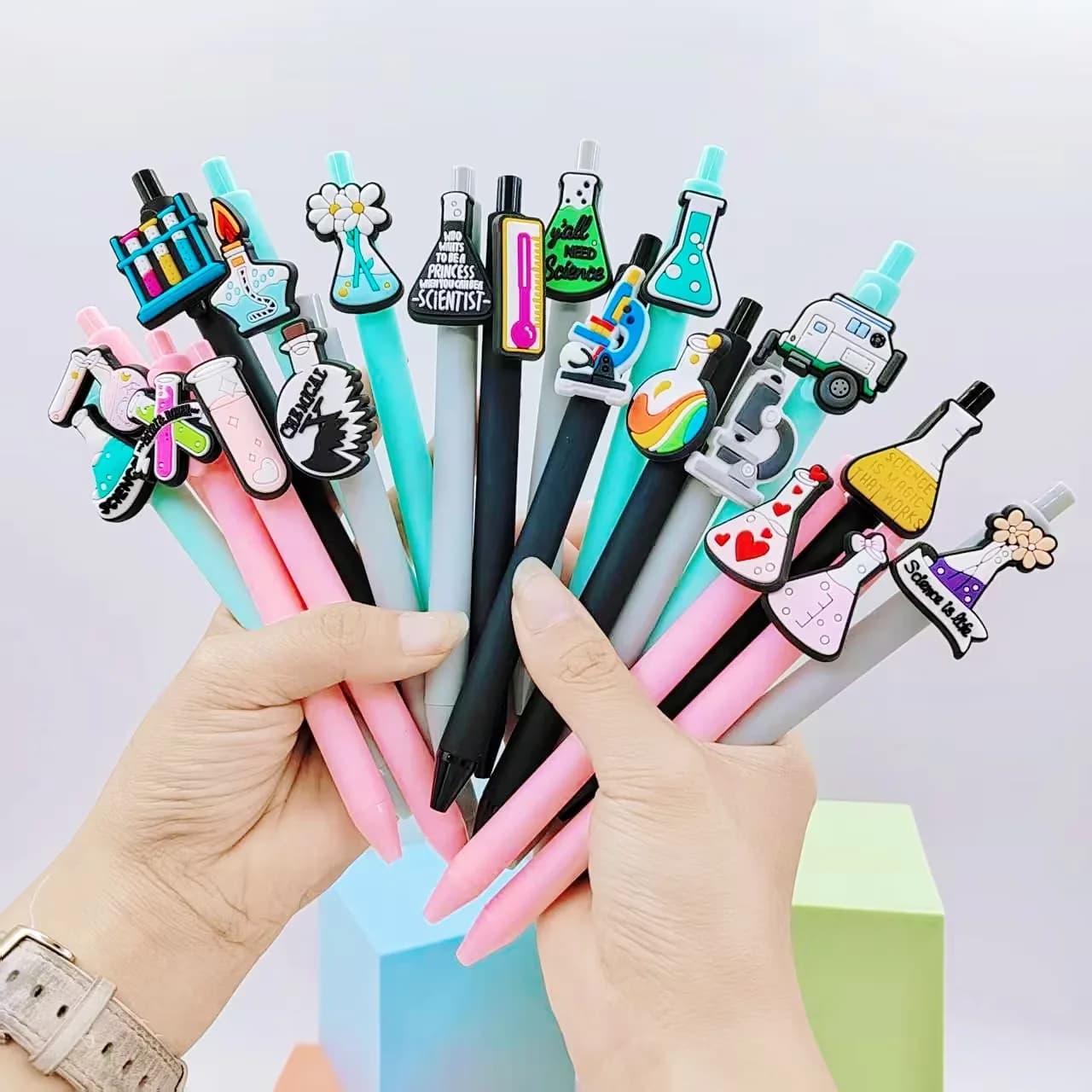 7pcs/12pcs scientific experiment theme ballpoint pen chemical reagent series party gift school office supplies gel pen