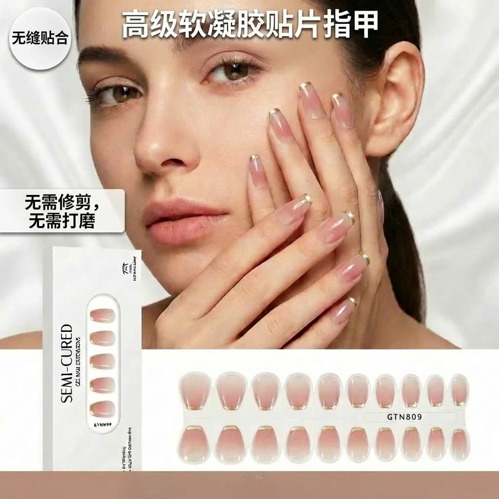 Semi-curable Gel Wearing Nail Flexible Extension Nail Tablet No Trimming No Polishing UV Semi-curable Gel Nail Sticker