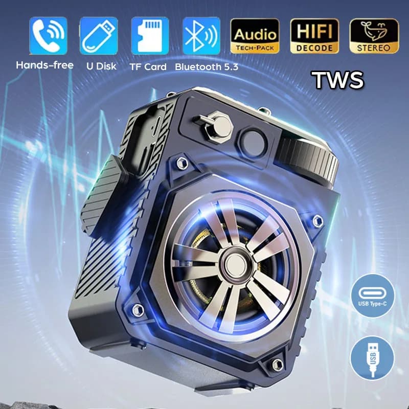 Mini altoparlante Bluetooth tascabile Torcia subwoofer Bluetooth esterno senza fili IPX5 Impermeabile TWS Carillon MP3 Scheda TF Disco U