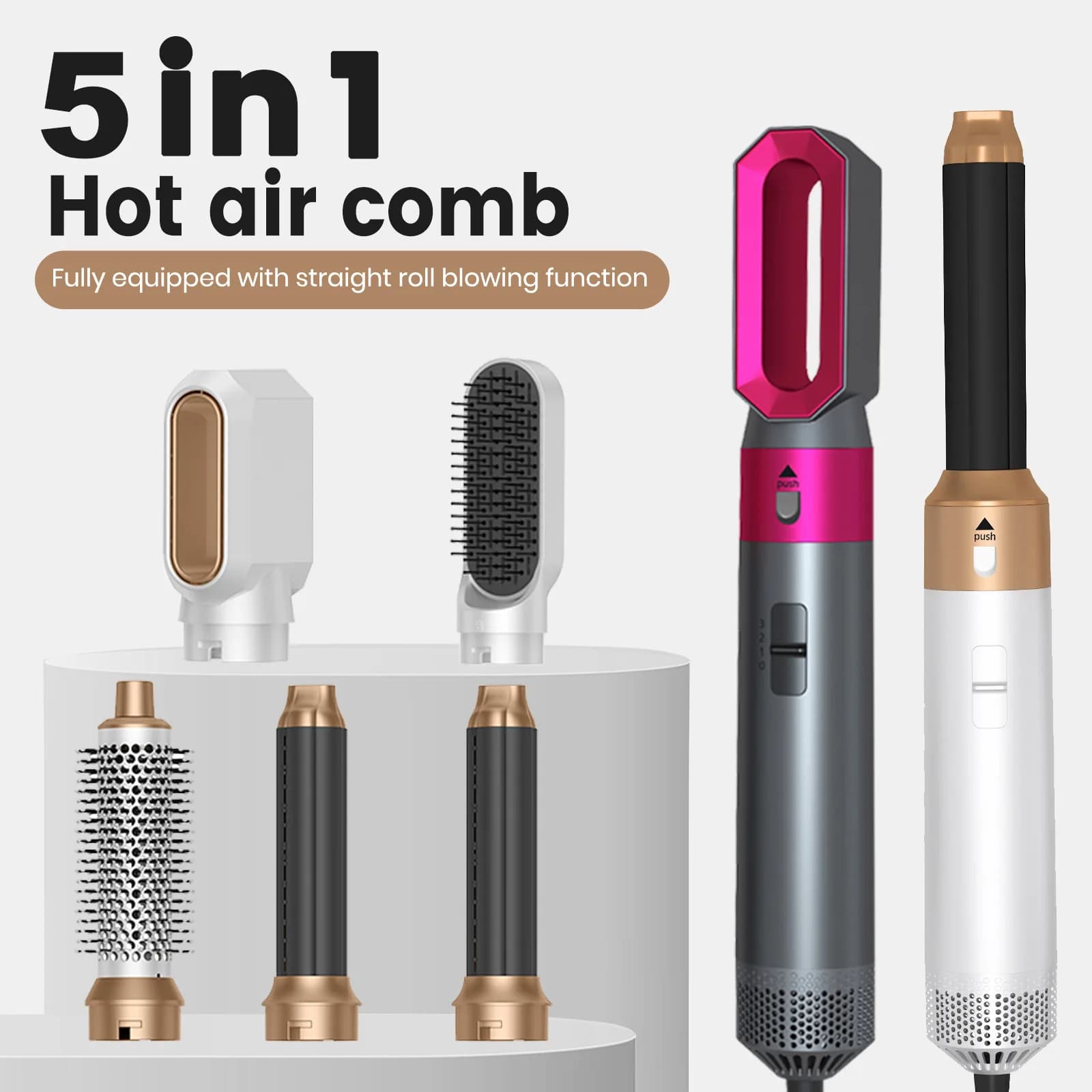Spazzola ad Aria Calda 5 in 1, Asciugacapelli, Ferro Arricciacapelli, Styler Volumizzante, Strumento per Acconciature Resistente al Calore per Uso Domestico