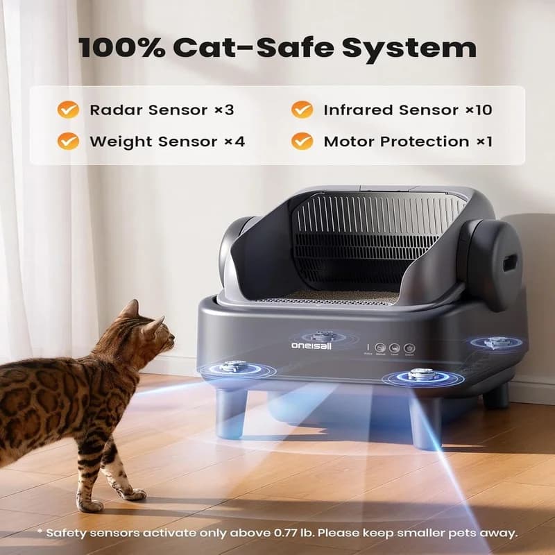 Distributore Automatico di Cibo per Gatti oneisall con WiFi 5G, Lettiera Autopulente oneisall