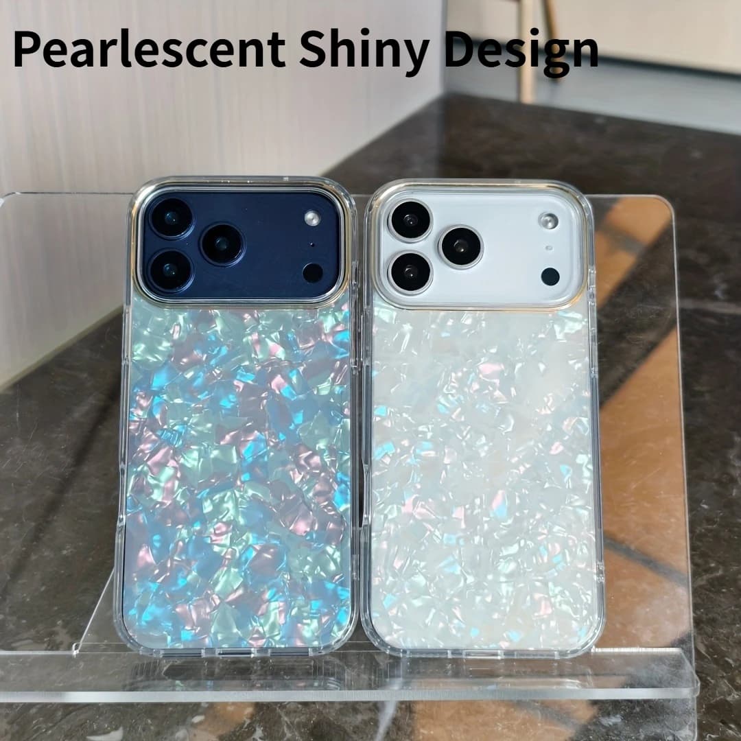 Custodia di Lusso con Effetto Perla Lucida per iPhone 17 Pro Max, 17 Pro, 17 Air, 17 - Cover Protettiva Sottile e Morbida con Texture Perlata Lucida