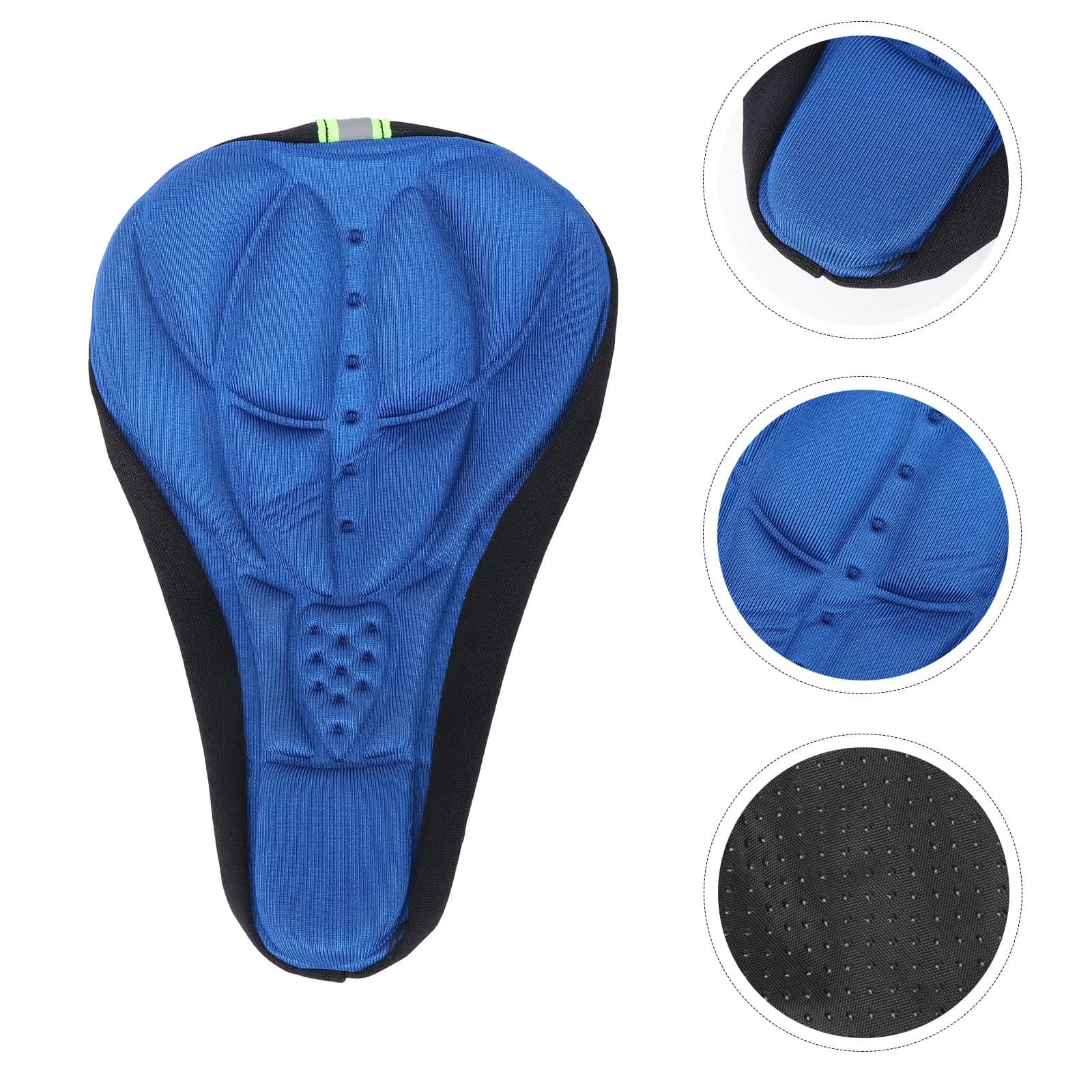 Bike Seat Cover Saddle Pad 3D Gel Cushion Blue Ergonomic Shock Absorption Breathable Non Slip Drawstring for Road Mountain