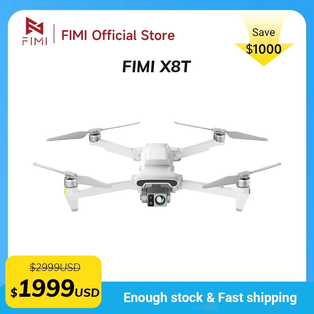 Drone FIMI X8T con Lente Termica a Infrarossi, Tripla Fotocamera, Gimbal, RokLink 5.0, Trasmissione 20KM, Video Notturno AI Super, GPS 4K, Quadricottero