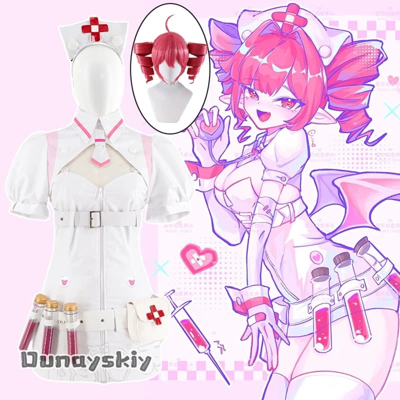 Buro Costume Cosplay Idol virtuale Cosplay Anime Cos MuseDash Costume Infermiera Gonna superiore Travestimento da festa di Halloween per donne adulte