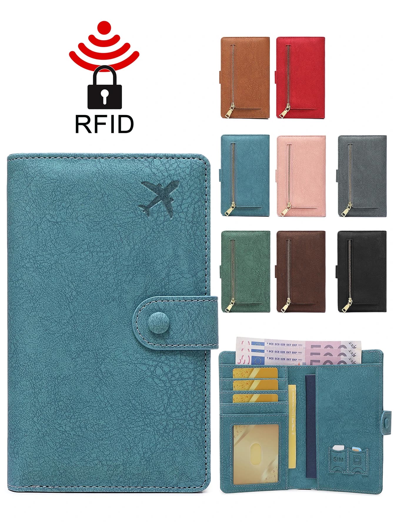 MIYIN Borsa portaoggetti multifunzionale per passaporto da viaggio Portafoglio porta passaporto portatile con blocco RFID per accessori da viaggio Donna/Uomo