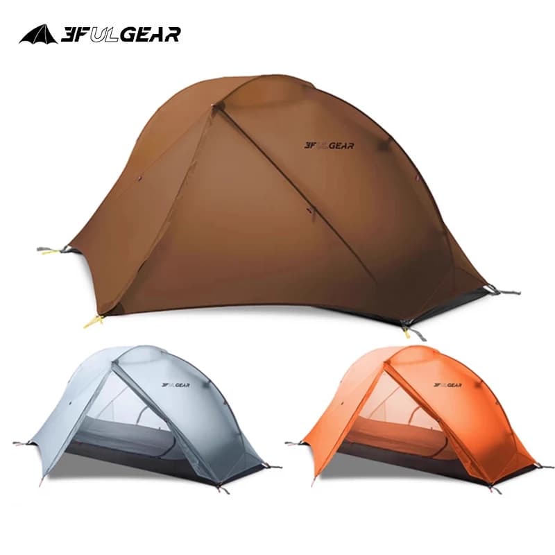 3F UL GEAR Camping Tent for 1 Person Ultralight Waterproof Outdoor Travel Tent Trekking Tent for 15D Silicone Shoulder Backpack with Mat