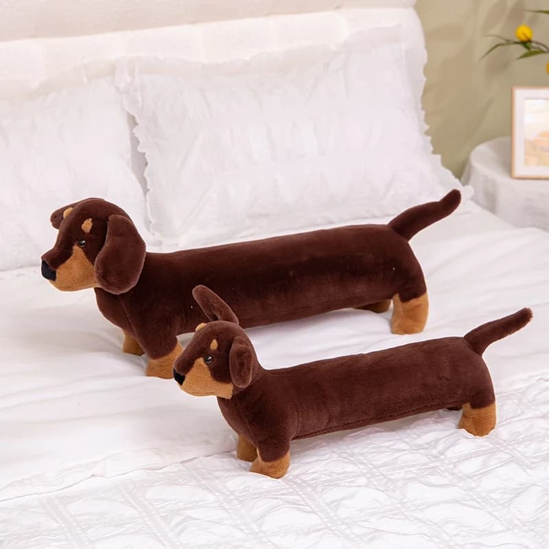 Cuscino lungo a forma di Bassotto, cuscino a corpo intero a forma di cane marrone, cuscino avvolgente a forma di animale dei cartoni animati, cuscini lunghi imbottiti per l'arredamento della casa