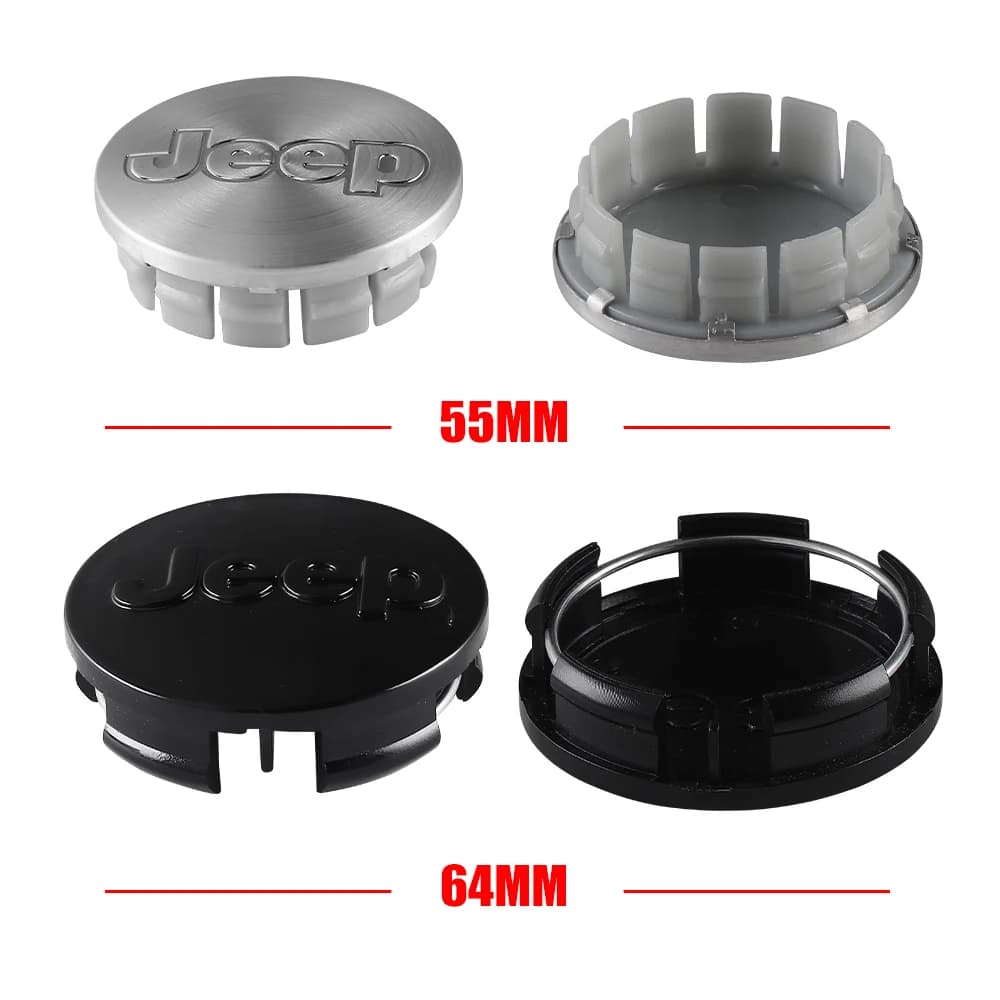 4 Pezzi Coprimozzo con Logo Auto, Accessori per Cerchioni per Jeep JK Gladiator Compass Grand Cherokee Wrangler Renegade