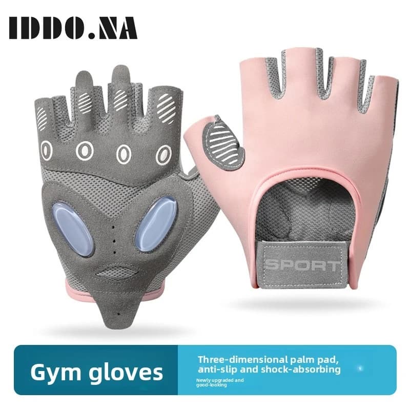 Women's half-tip gym glove with anti-slip silicone bearings, breathable, weight lifting and fitness