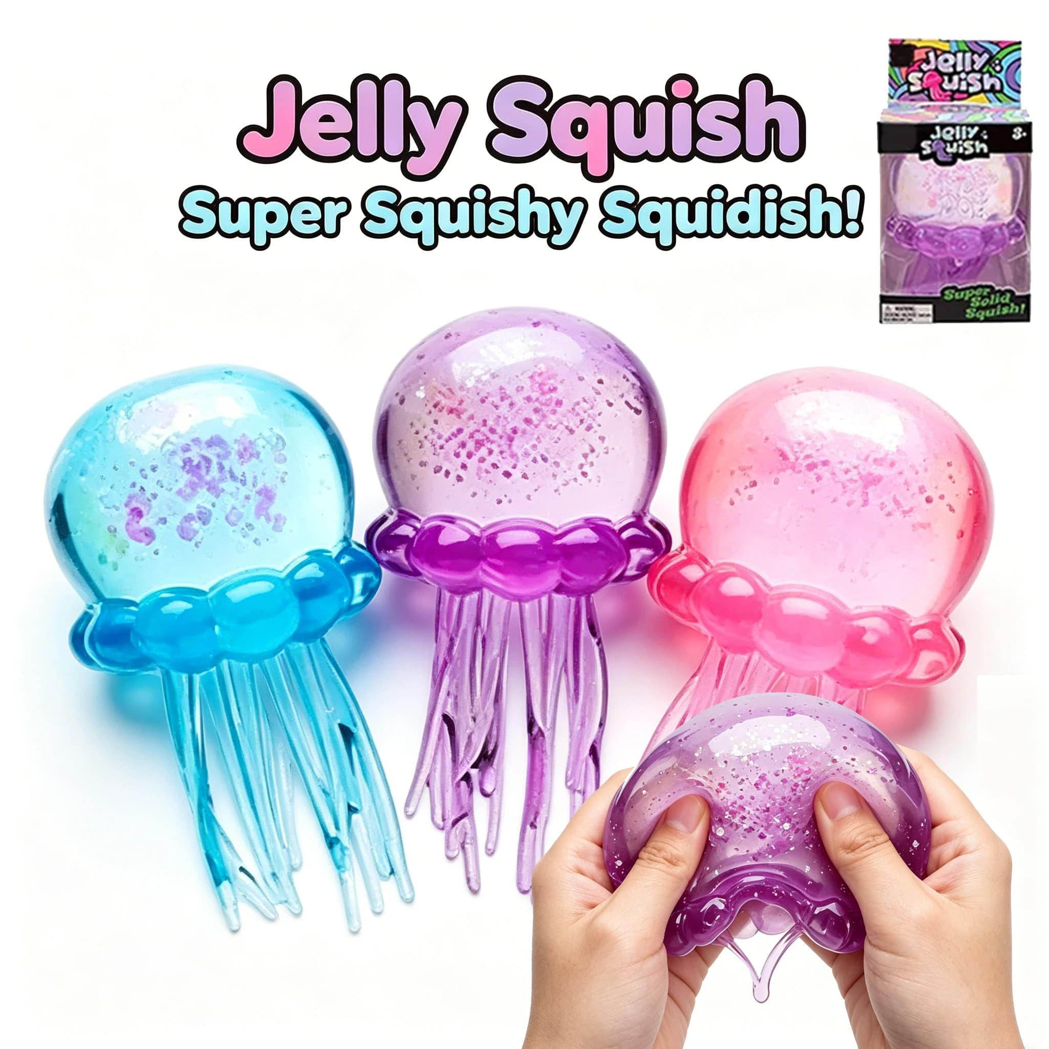 Giocattolo Antistress a Forma di Medusa in TPR, Morbida Palla Glitterata, Gioco Antistress per Bambini, Adolescenti e Adulti, Regalo di Compleanno