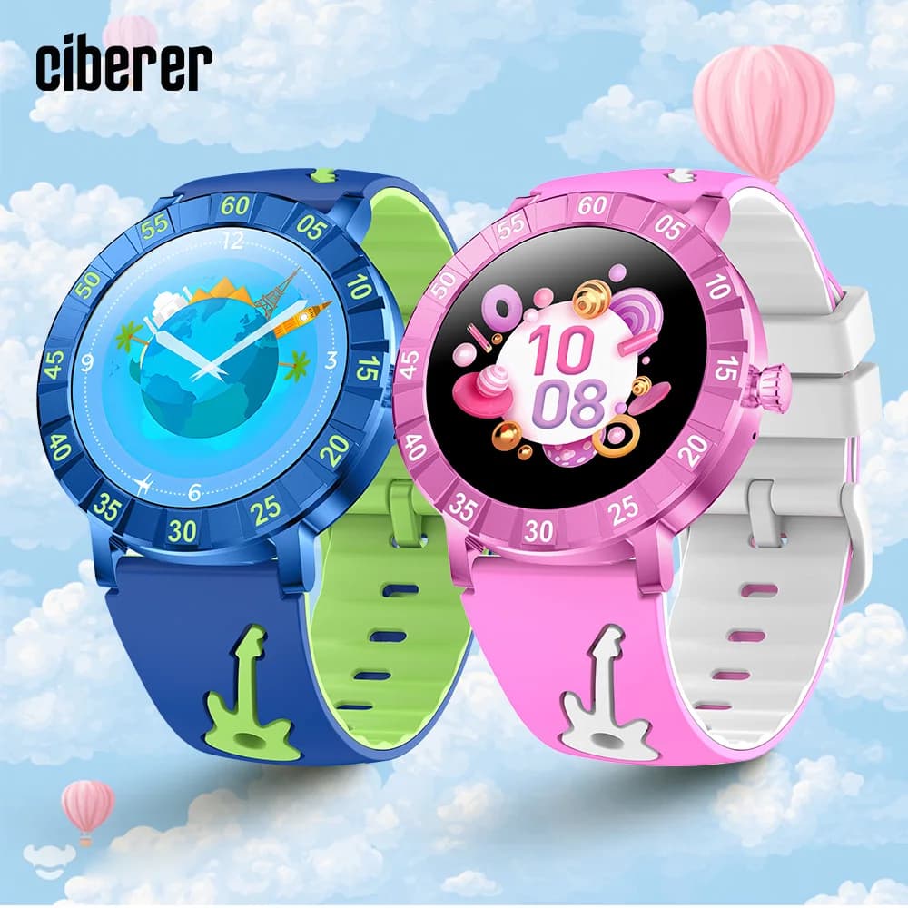 Nuovo Ciberer DS08 Smart Watch per bambini Chiamate vocali Display con schermo HD rotondo unico Regalo per ragazzi e ragazze per bambini Smartwatch per bambini