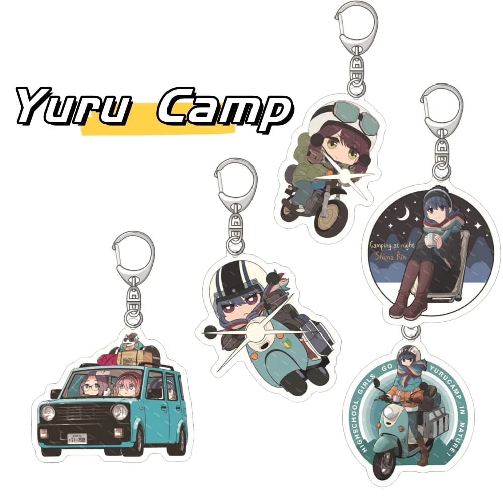 6CM Anime Yuru Laid-Back Camp Shima Rin Kagamihara Nadeshiko Figura acrilica Portachiavi Ciondolo Cosplay Fascino Zaino Cartoon Ker