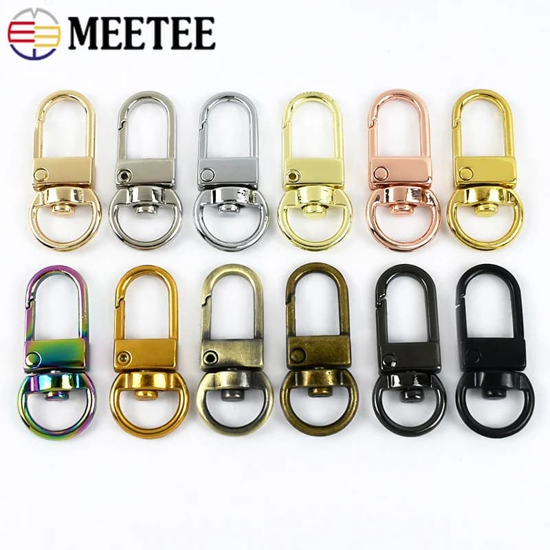 5/10/20pcs Meetee Fibbie In Metallo Borsa Della Cinghia Aragosta Carbiner Girevole Moschettone Catena di Chiusura Borse FAI DA TE Hardware Accessori Per Cucire