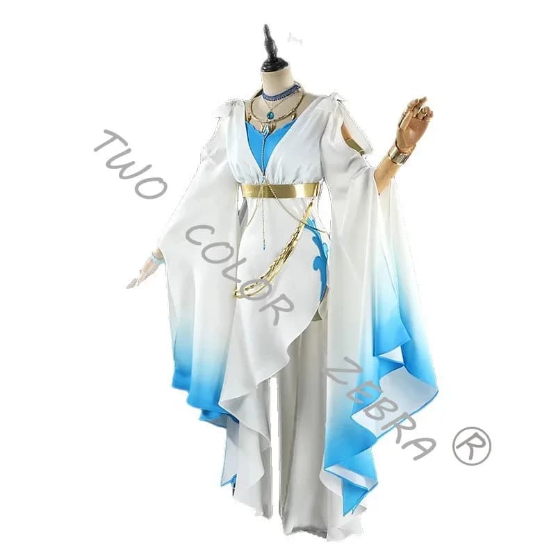 A;3\v,7'd/Re:Life In A Different World From Zero Emilia Cosplay Costume White Blue Exotic Style Dress Evening Uniform w.3;v'6\b/