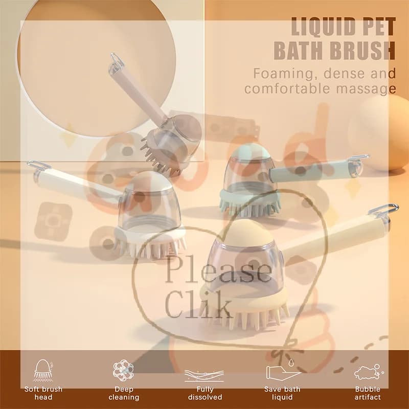 【HG】Pet Fashion Bath Brush 2in1 Shampoo Dispenser Grooming Comb Massage Silicone Comb For Dogs Cats Press Bath
